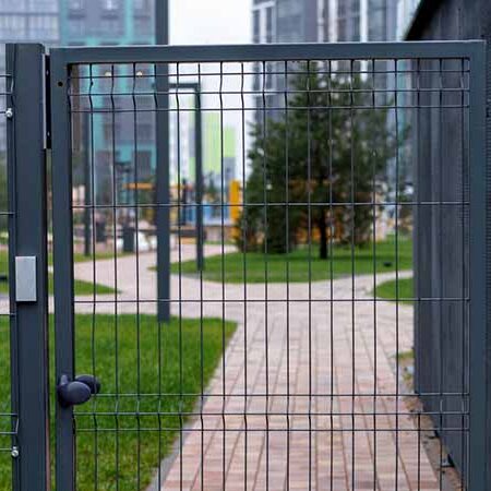 insert-access-gate-door Metal wire gate entrance