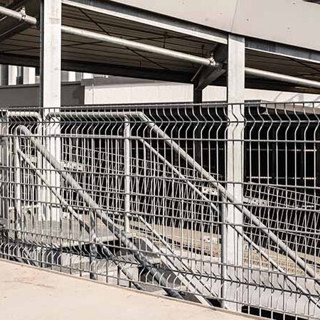 insert-industrial-security-fence Wire security fence at industrial facility